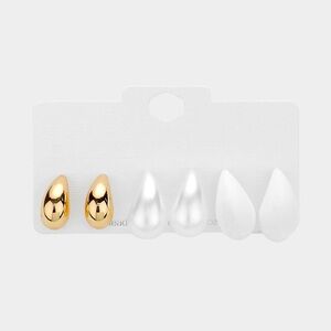 3Pairs Small Bottega Inspired Teardrop Stud Statement Earrings
